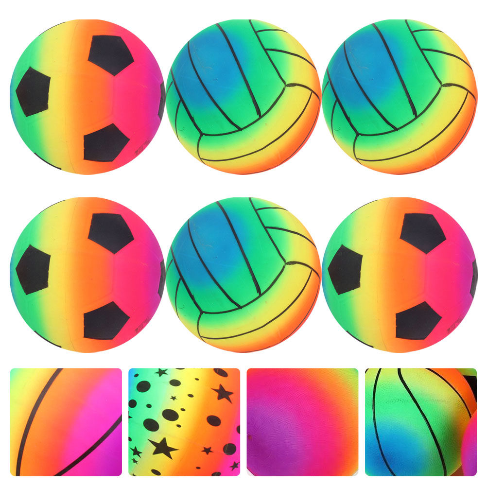 Kids Indoor Outdoor Games - 6Pcs Inflatable Beach Balls Colorful PVC