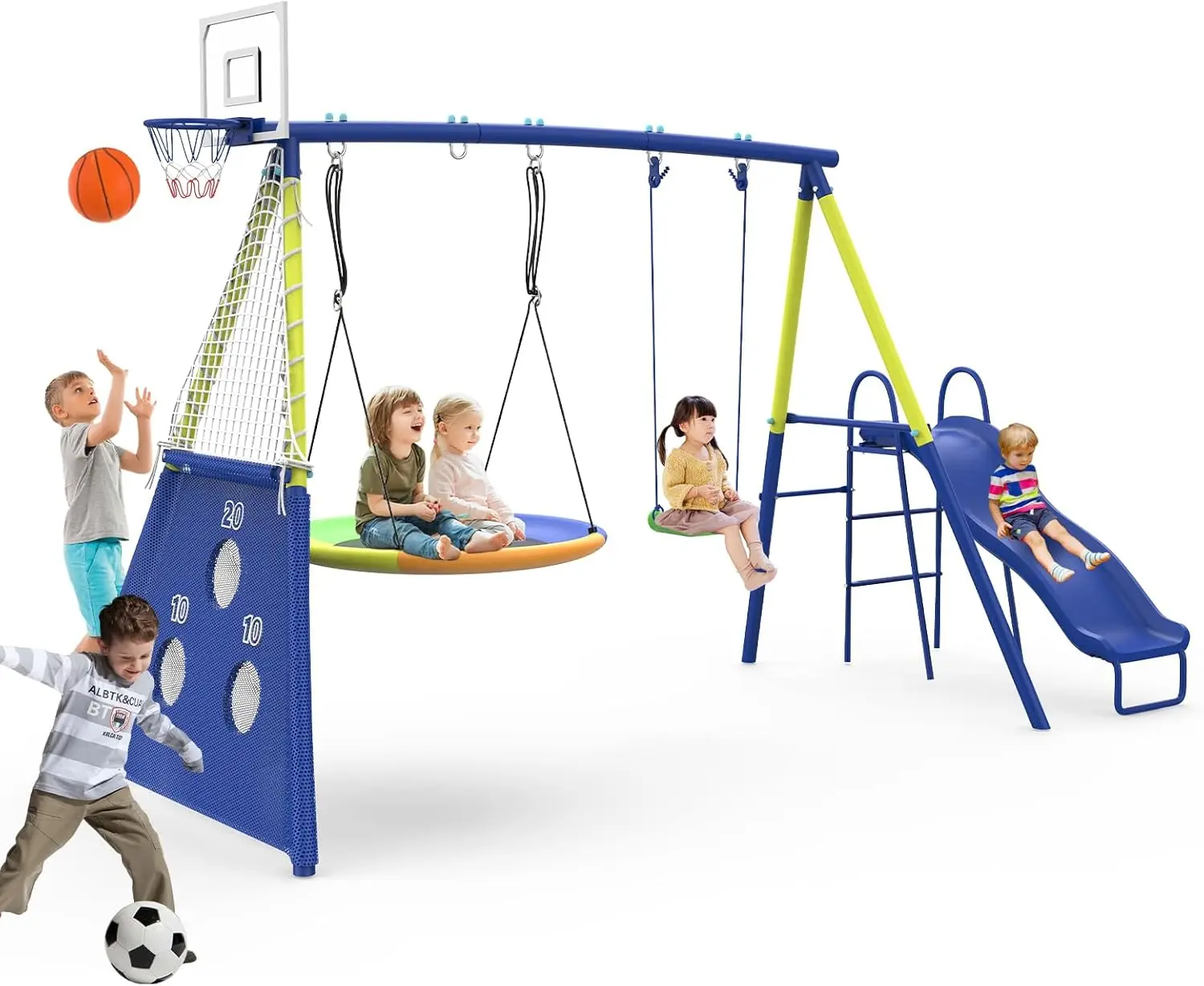 Swing Sets for Backyard with K - Kids Outdoor Wooden Playset recension och pris