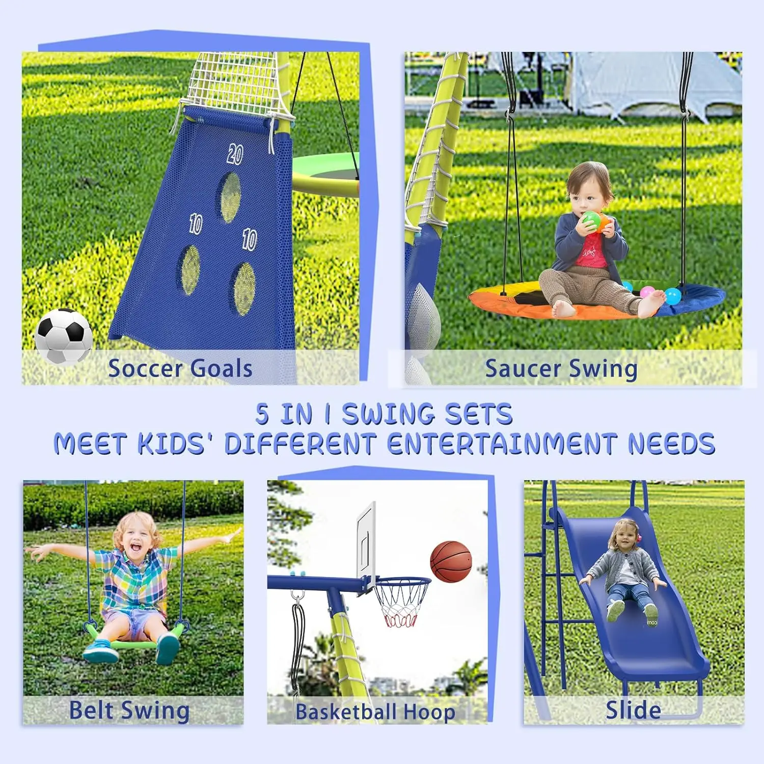 Swing Sets for Backyard with K - Kids Outdoor Wooden Playset recension och pris