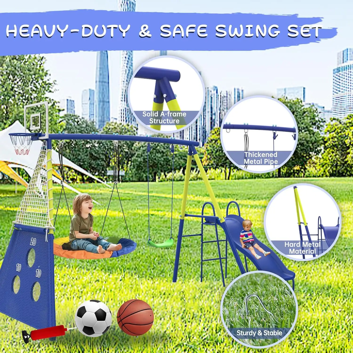 Swing Sets for Backyard with K - Kids Outdoor Wooden Playset recension och pris