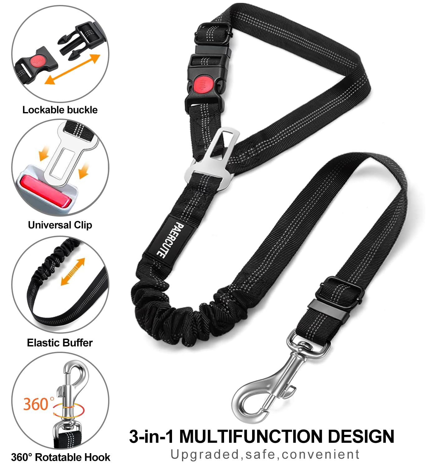 2 in 1 Solid Dog Harness Leash - Swing Seat Belt recension och pris