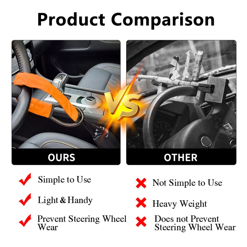 Car Steering Wheel Lock With S - Swing Seat Belt recension och pris