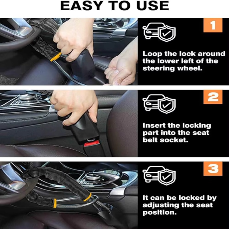 Car Steering Wheel Lock With S - Swing Seat Belt recension och pris
